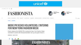 mode pr seeks volunteers / interns for new york fashion week