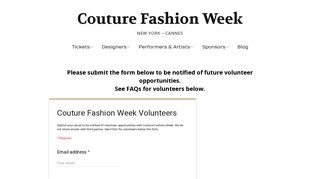 Volunteer at Couture Fashion Week New York