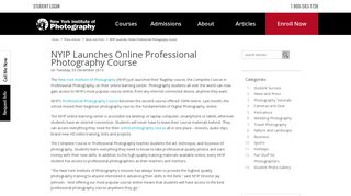 NYIP Launches Online Professional Photography Course