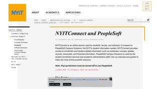 NYITConnect and PeopleSoft | Service Central | NYIT