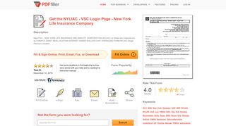 Fillable Online NYLIAC - VSC Login Page - New York Life Insurance ...