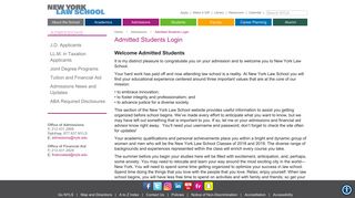 Admitted Students Login | Admissions - New York Law School