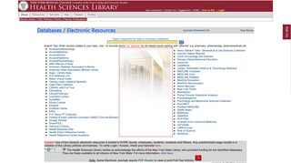 Databases Page - Health Sciences Library - New York Medical College