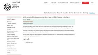 Welcome to Bibliocommons - the New NYPL Catalog Interface! | The ...
