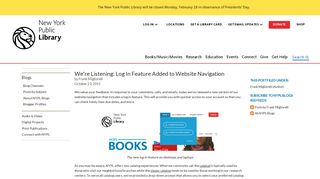 We're Listening: Log In Feature Added to Website Navigation | The ...