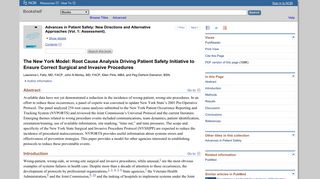 The New York Model: Root Cause Analysis Driving Patient Safety ...