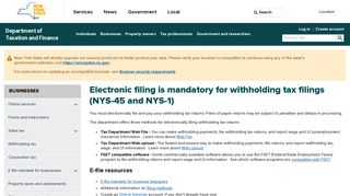 Electronic filing is mandatory for withholding tax filings (NYS-45 and ...