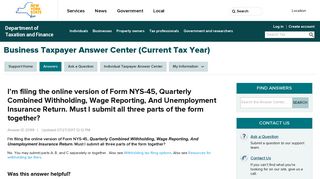 I'm filing the online version of Form NYS-45, Quarterly Combined ...