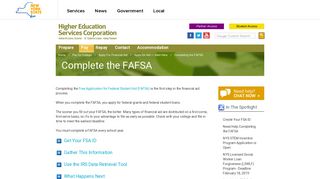 NYS Higher Education Services Corporation - Completing the FAFSA