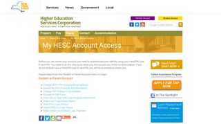 NYS Higher Education Services Corporation - My HESC Account Access