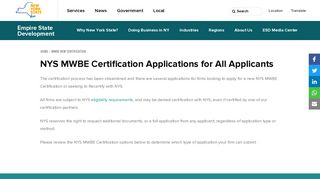 MWBE New Certification | Empire State Development