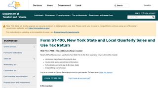 Form ST-100, New York State and Local Quarterly Sales and Use Tax ...