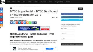 NYSC Login Portal - NYSC Dashboard | NYSC Registration 2019 ...