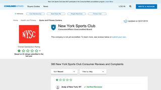 Top 379 Reviews and Complaints about New York Sports Club