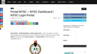 Portal NYSC - NYSC Dashboard | NYSC Login Portal – PG Updates