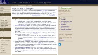 Log-in: Existing Case - New York State Unified Court System