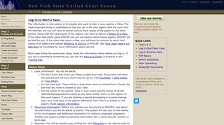 Log-in: Start New Case - New York State Unified Court System