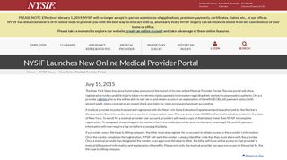 NYSIF: New Online Medical Provider Portal