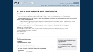 NY State of Health: The Official Health Plan Marketplace - 211 Lifeline