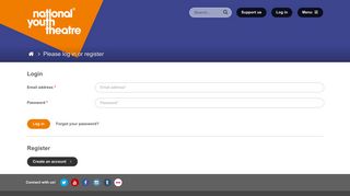 Please log in or register | National Youth Theatre