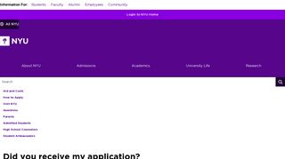 Application Status - NYU