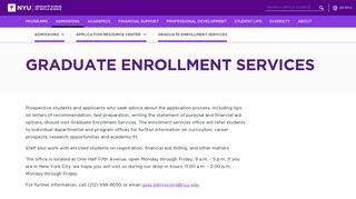 Graduate Enrollment Services - NYU GSAS