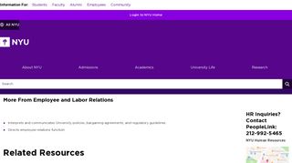 Employee and Labor Relations - NYU