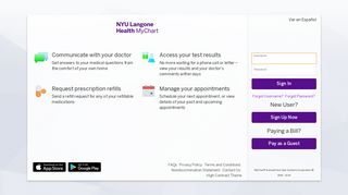 MyChart at NYU Langone Health - Login Page