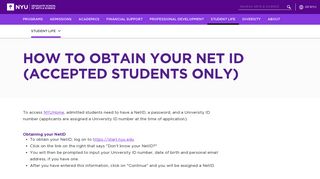 How to Obtain Your Net ID (Accepted Students Only) - NYU GSAS