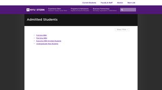 Admitted Students - NYU Stern