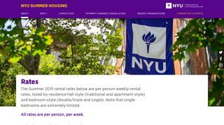 Rates - NYU 2018 Summer Housing