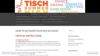 How to Activate Your NYU Account | Tisch Summer High School
