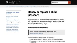 Renew or replace a child passport | NZ Government - Govt.nz