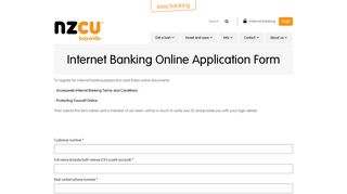 Internet Banking Online Application Form | NZCU Baywide