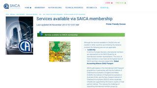 Services available via SAICA membership