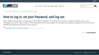 How to Log in, set your Password, and Log out — NZIHF