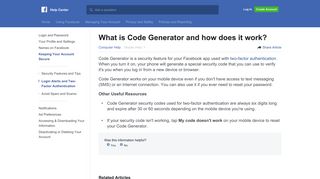 What is Code Generator and how does it work? | Facebook Help ...