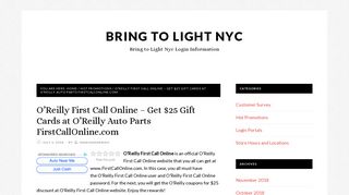 O'Reilly First Call Online – Get $25 Gift Cards at O'Reilly Auto Parts ...