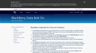 O2 | Blackberry Data Bolt On Terms and Conditions