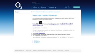 How do I create a BlackBerry Email address? | Support | O2