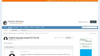 English-language support for O2 dsl - Telecoms & TV - Toytown Germany