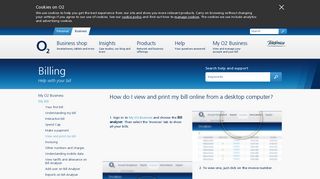 O2 | O2 Business | Help & Support | Billing | View and print bill