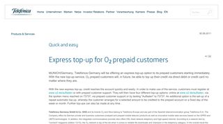 Quick and easy: express top-up for o2 prepaid customers | Telefónica ...