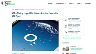 O2 offering huge 40% discount to teachers with O2 Open - Choose