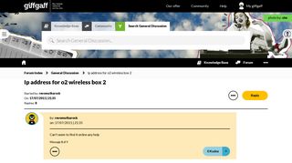 Ip address for o2 wireless box 2 - The giffgaff community