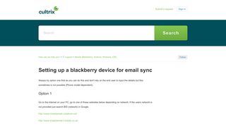 Setting up a blackberry device for email sync – How can we help you?