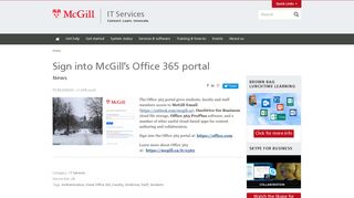 Sign into McGill's Office 365 portal | IT Services - McGill University