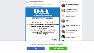 Have you tried the patient portal? Its... - OAA Orthopaedic Specialists ...