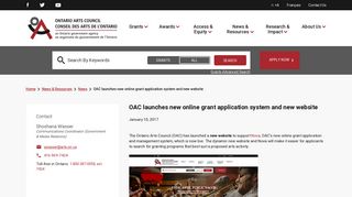 Ontario Arts Council - OAC launches new online grant application ...