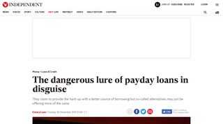 The dangerous lure of payday loans in disguise | The Independent